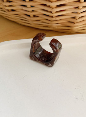 冷淡风树脂亚克力玳瑁色戒指指环