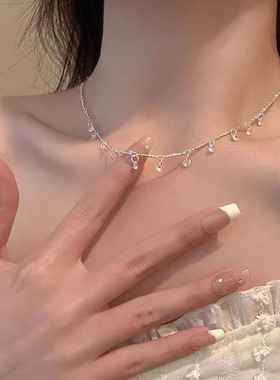 冬至孙千陆嫣同款满天星锆石流苏项链女高级轻奢锁骨链颈链配饰