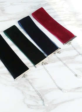 周冬雨黑色丝绒劲链锁骨链项链