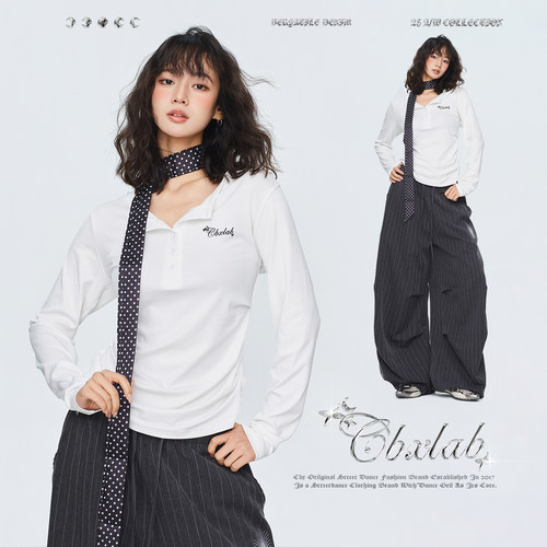 CBXLAB街舞潮牌柔软高弹跳舞爵士上衣侧缝压褶显瘦美式辣妹长袖女 - 图1