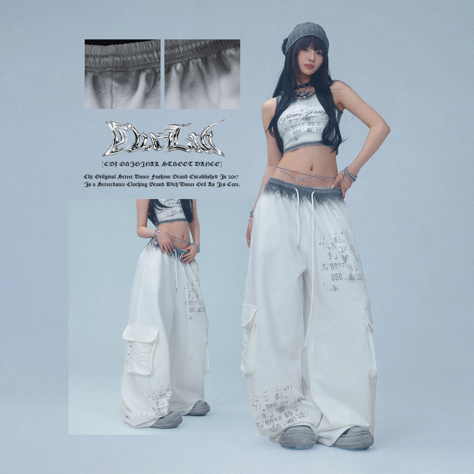 CBXLAB街舞潮牌夏季喷染爵士撞色套装辣妹修身背心嘻哈口袋工装裤,淘宝优惠券,粉丝福利购,淘宝优惠卷