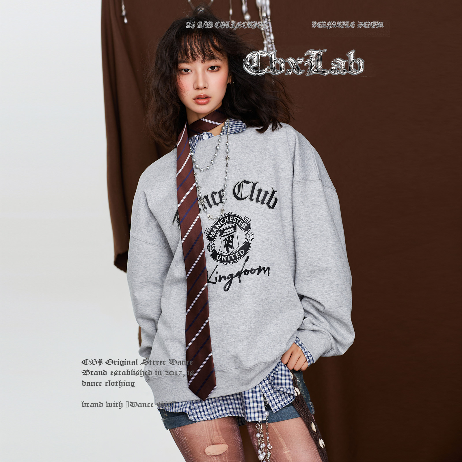 CBXLAB街舞潮牌花灰宽松垂坠感嘻哈卫衣美式街头云朵亲肤长袖上衣 - 图0