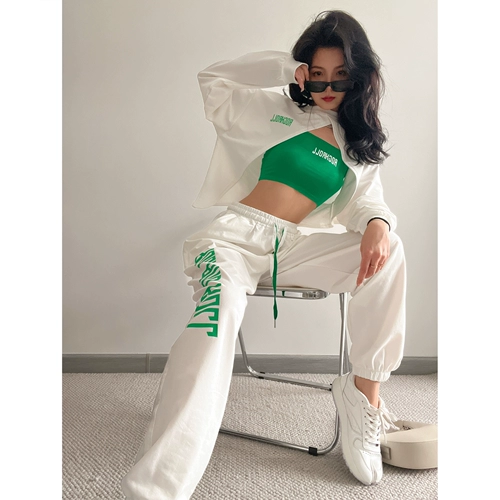 CBX White -green Three -Piece Jazz Dance Hip Hip Hip Hip -Hip -Hop Женский разоблаченное пупок Jaz