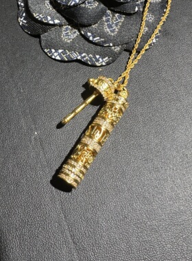 黄铜2026新款韦雪同款六字真言转经轮吊坠项链可打开挂坠送礼