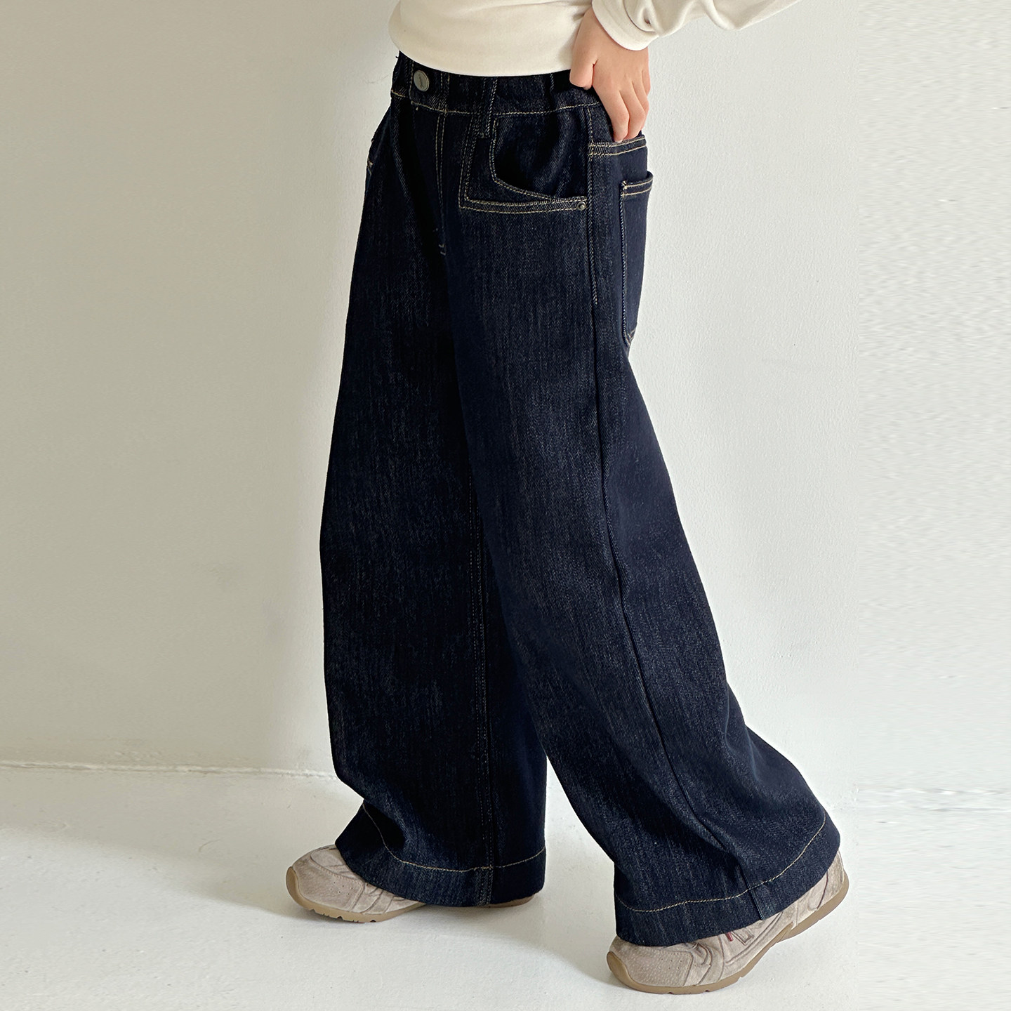 女童裤子2025新款好看女孩儿童大童秋冬加厚加绒阔腿裤加绒牛仔裤,淘宝优惠券,粉丝福利购,淘宝优惠卷