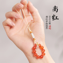 Natural Ice Floating South Red Mobile Phone Chain Ring PHONE ROPE PENDANT SHORT-END SMALL CROWDSOURCED LIGHT EXTRAVAGANT LIFE GIFT YEAR GIFT