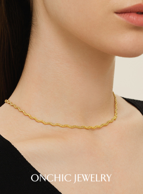 ONCHIC波浪项链女叠戴素链锁骨链