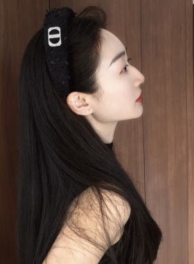香风黑色粗花银色满钻猪鼻子发箍