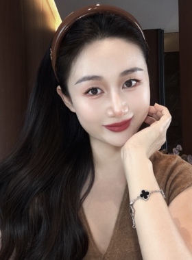 美拉德巧克力棕亮面漆皮min发箍