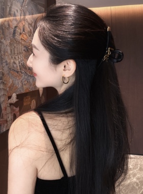 黑色仿小羊皮金标VSL字母抓夹贵