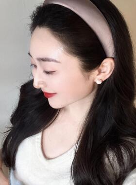 莫兰迪纯色缎面海绵高颅顶发箍