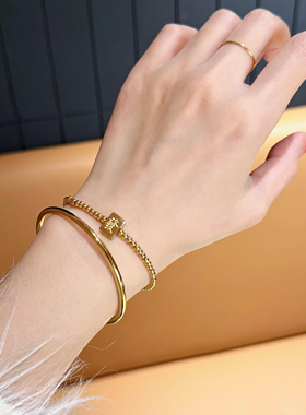 国潮转运18K金圆珠麻将發财手链