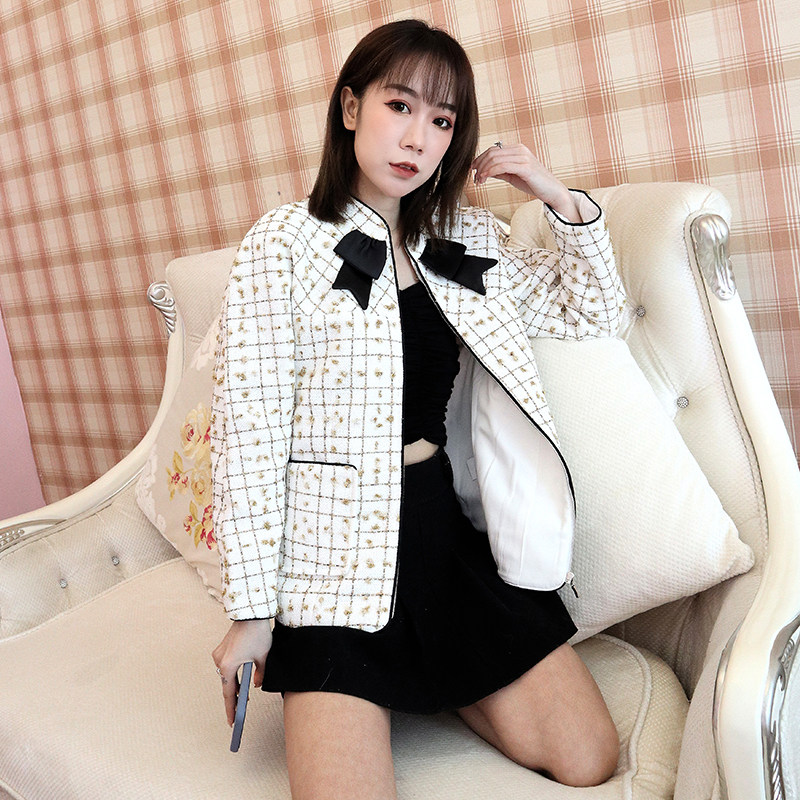 誉朵19秋冬新款复古小香粗花呢夹克 誉朵短外套