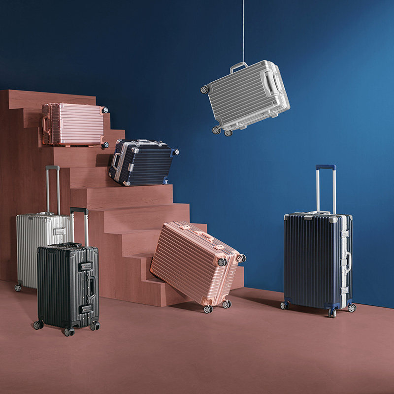 淘宝心选铝镁合金框复古条纹拉杆箱 淘宝心选旅行箱