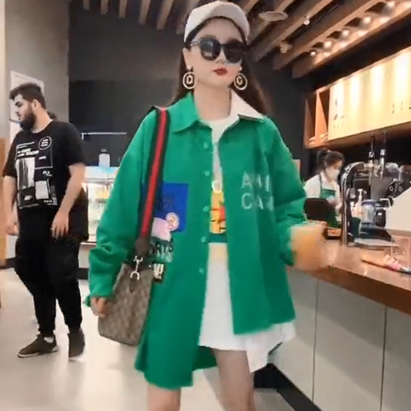 新款2020年春秋假两件欧货大版衬衣 曲貂衬衫