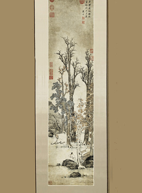 清人 杜牧山行诗意图 真迹精准复制挂画可带装裱 霜叶红于二月花