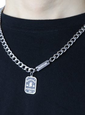 好运铭牌吊坠钛钢情侣项链