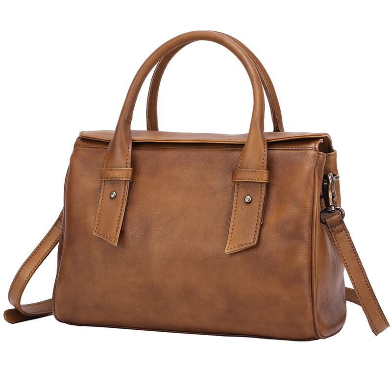 复古手工女大容量头层牛皮波士顿包 复美女士包袋