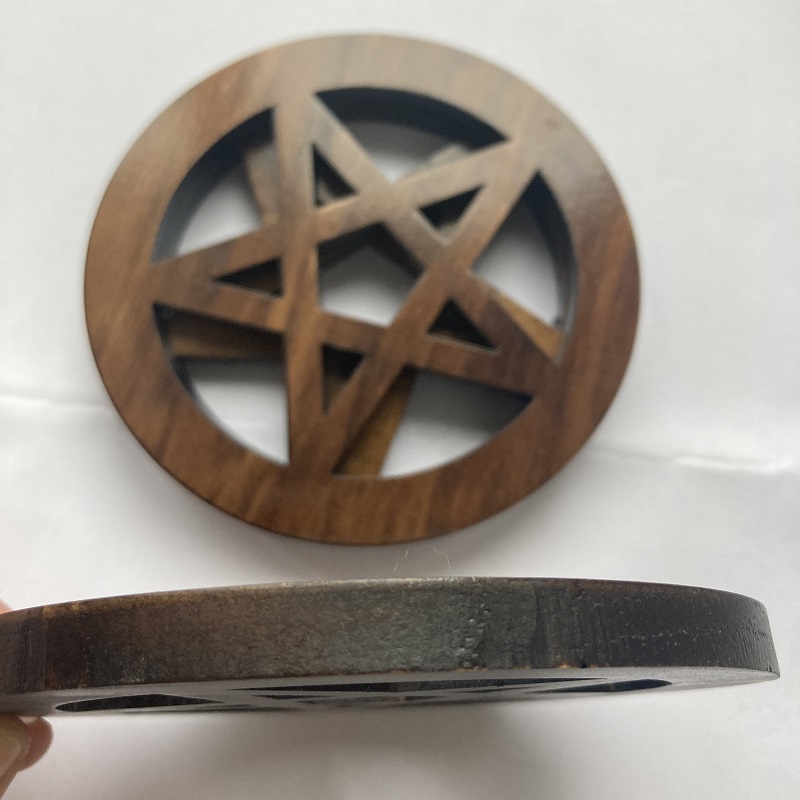 木制五芒星木雕摆件木垫子Wooden PENTAGRAM ALTAR TILE - 图1