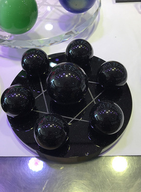 黑曜石水晶底座桌面七星阵托盘