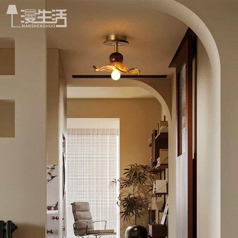 走廊过道灯中古美式复古玄关入户吸顶灯美拉德设计师款阳台灯具,淘宝优惠券,粉丝福利购,淘宝优惠卷