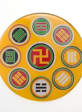 黄铜9公分五行太极八卦万字福双面一体卦爻盘五龙盘太极墙