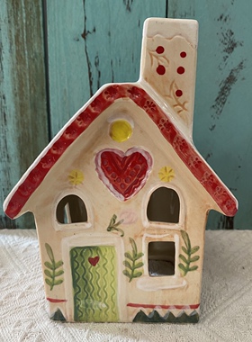 瑕疵精灵摆件高温瓷森林系房子扩香器风灯摆件花朵房子An圣诞雪屋