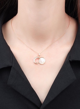 贝母月亮项链纯银轻奢小众