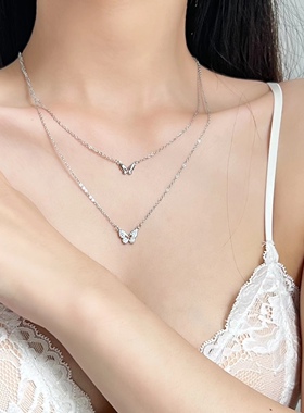 双层蝴蝶项链高级感满满~~