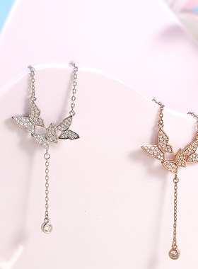 蝴蝶项链纯银轻奢小众