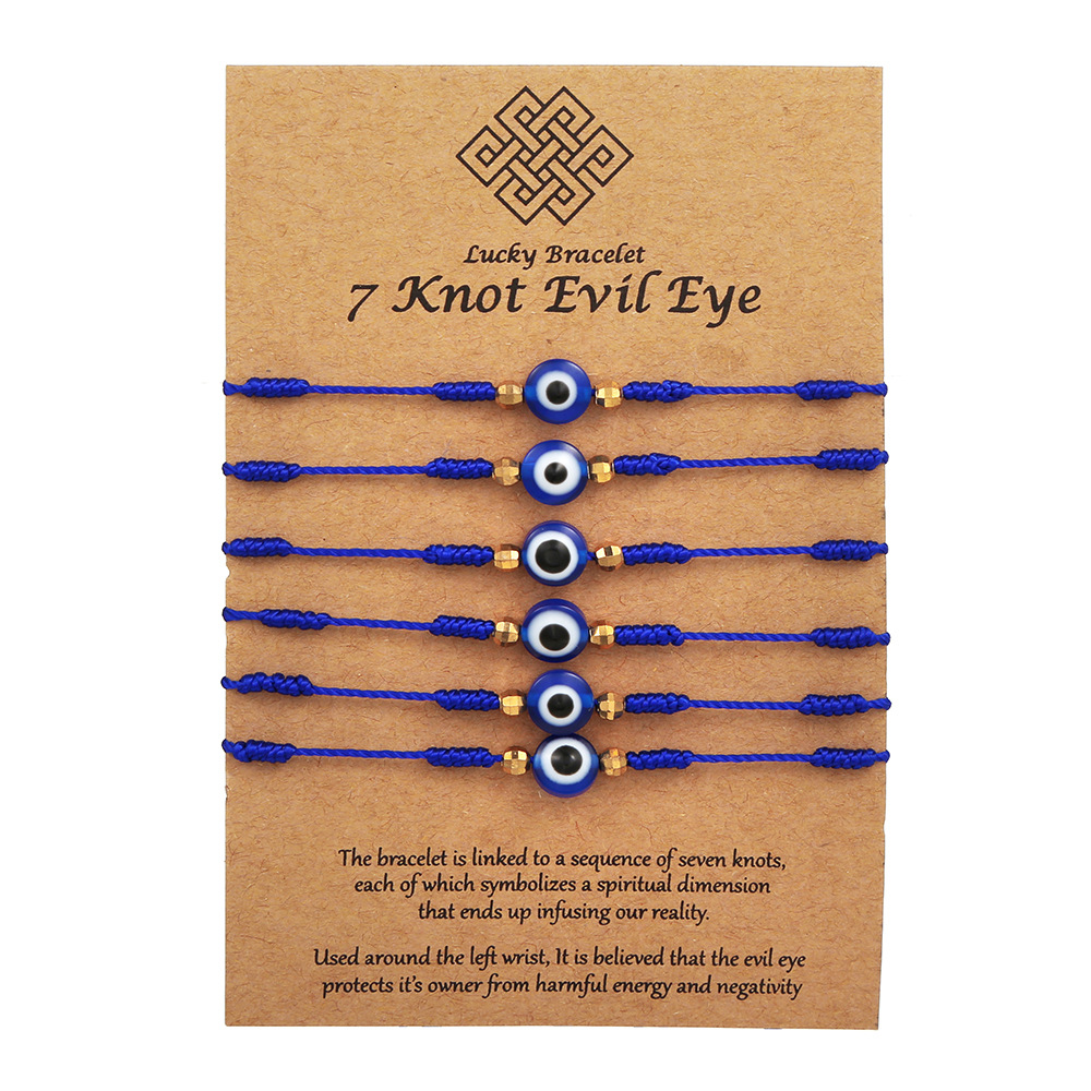 2022 New 6pcs/set Lucky Turkish Evil Eye Braided Bracelet - 图1