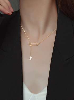 简约【s925银】别针项链女