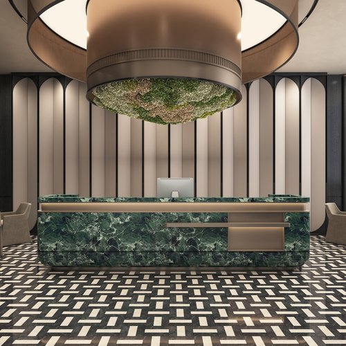 高端轻奢公司酒店大堂前台收银台售楼部物业中心美容院吧台接待台 - 图0