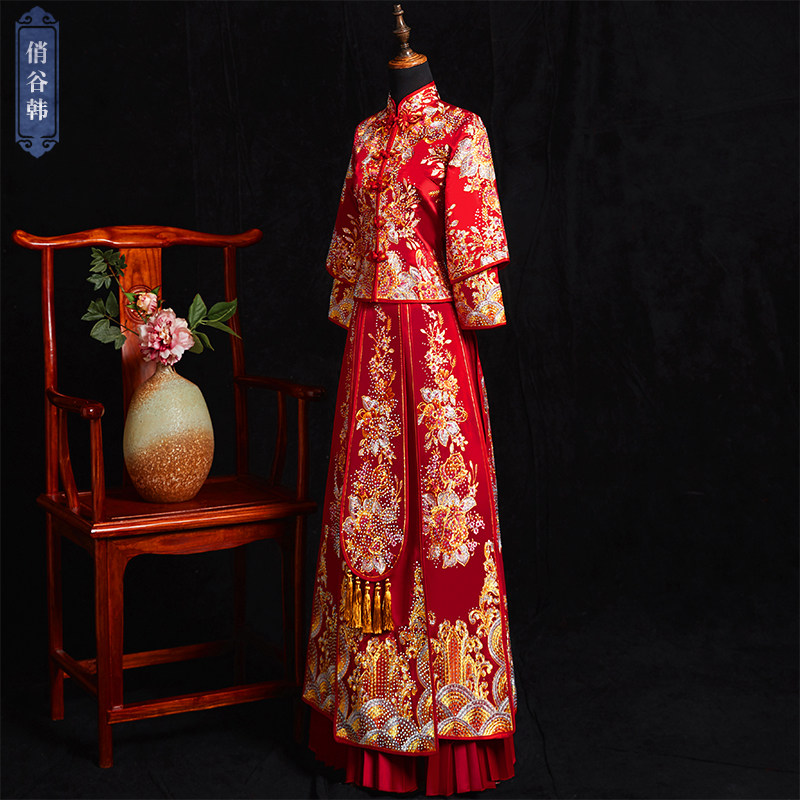 秀禾服2020新款结婚新娘复古红婚纱 俏谷韩旗袍