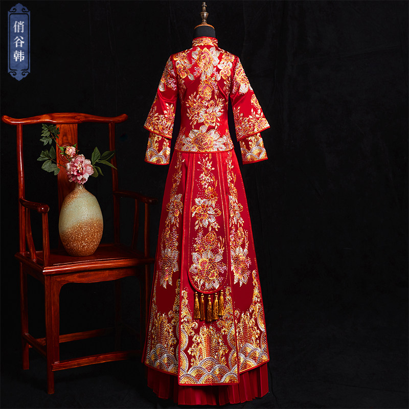 秀禾服2020新款结婚新娘复古红婚纱 俏谷韩旗袍