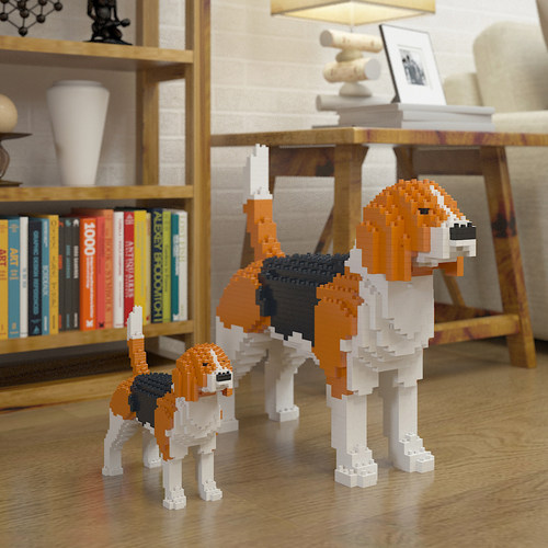 JEKCA积卡比格狗小猎犬摆件拼插积木家居饰品开业乔迁生日送礼 - 图0
