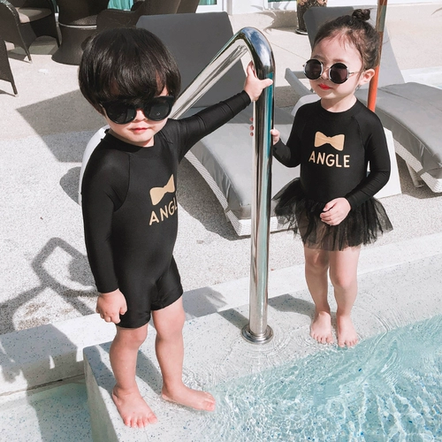 Купальник для мальчиков для плавания, милый детский лонгслив для тренировок, защита от солнца