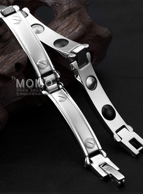 日本钛钢保健磁疗同心锁情侣手链