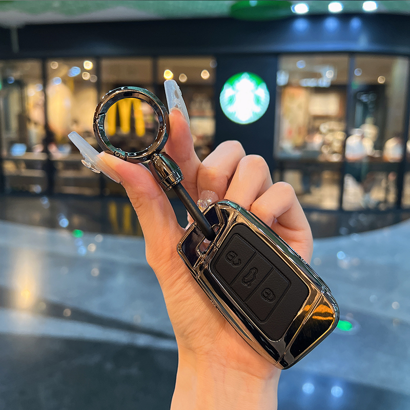 适用新款款大众迈腾新帕萨特cc巍然途昂x钥匙套壳包扣金属高级