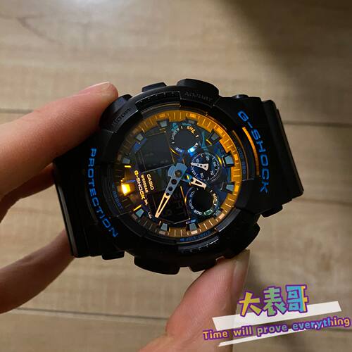 CASIO卡西欧双显防水运动手表G-SHOCK蓝迷彩电子男表 GA-100CB-1A - 图2