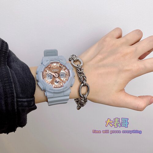 卡西欧正品G-SHOCK缩小版中性新款灰金防水手表男女GMA-S120MF-8A - 图2