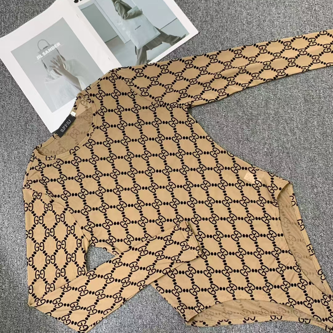 法式经典字母印花微透网纱t恤女连体衣修身显瘦长袖百搭打底衫,淘宝优惠券,粉丝福利购,淘宝优惠卷