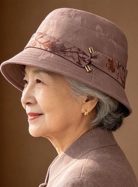 春秋中老年女短檐保暖渔夫帽