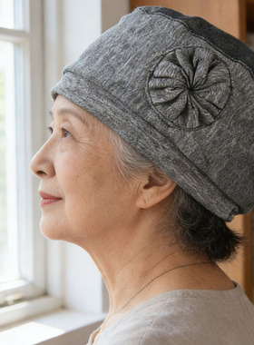 春夏薄款中老年女包头防风透气帽
