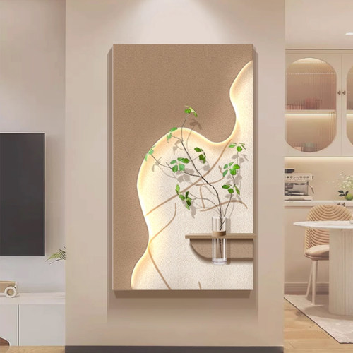 立体砂岩入户正对门人物玄关装饰画氛围灯画轻奢客厅背景墙挂画 - 图3