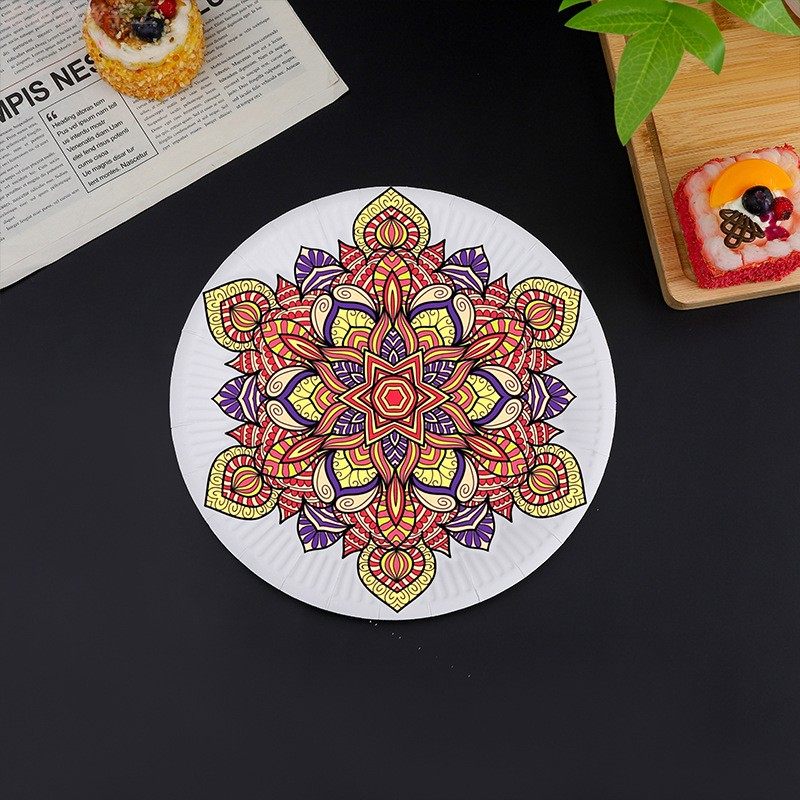 中国风青花瓷图案纹理纸盘子半成品 儿童diy上色手绘青花色装饰画,淘宝优惠券,粉丝福利购,淘宝优惠卷