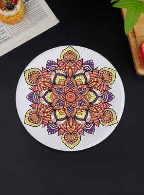 中国风青花瓷图案纹理纸盘半成品