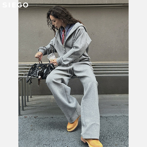 Siego西蔻獅鹫灰双面针织橡筋腰运动裤64521212 - 图2