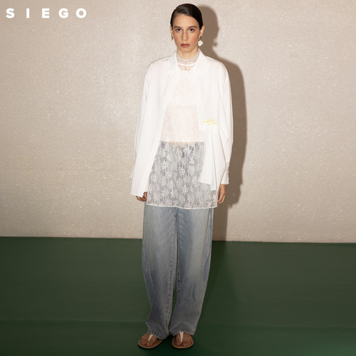 Siego西蔻炒盐做旧潮流大口袋牛仔阔腿老爹裤64511202 - 图3