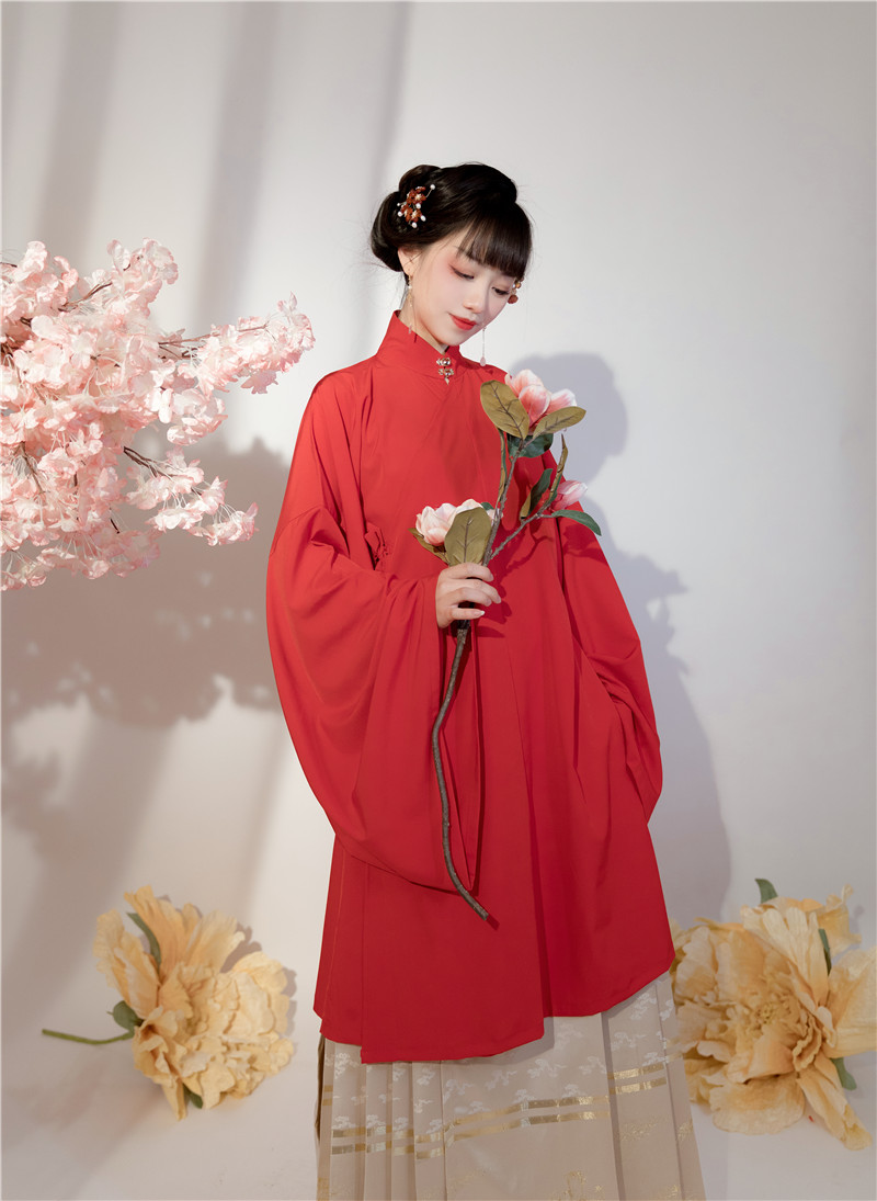 言兮亭汉服言兮亭汉服立领斜襟纯色长衫披风明制白菜汉服日常百搭春夏秋款女1